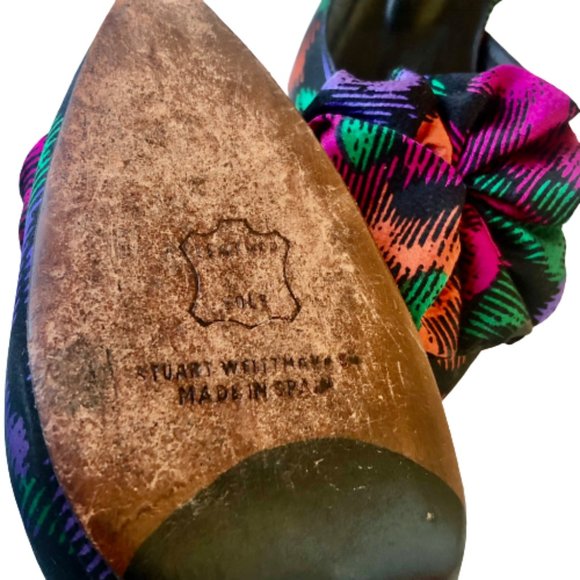 Stuart Weitzman for Mr Seymour Slingback Pump size 8.5 AA Multi-Color Bow - Picture 11 of 14